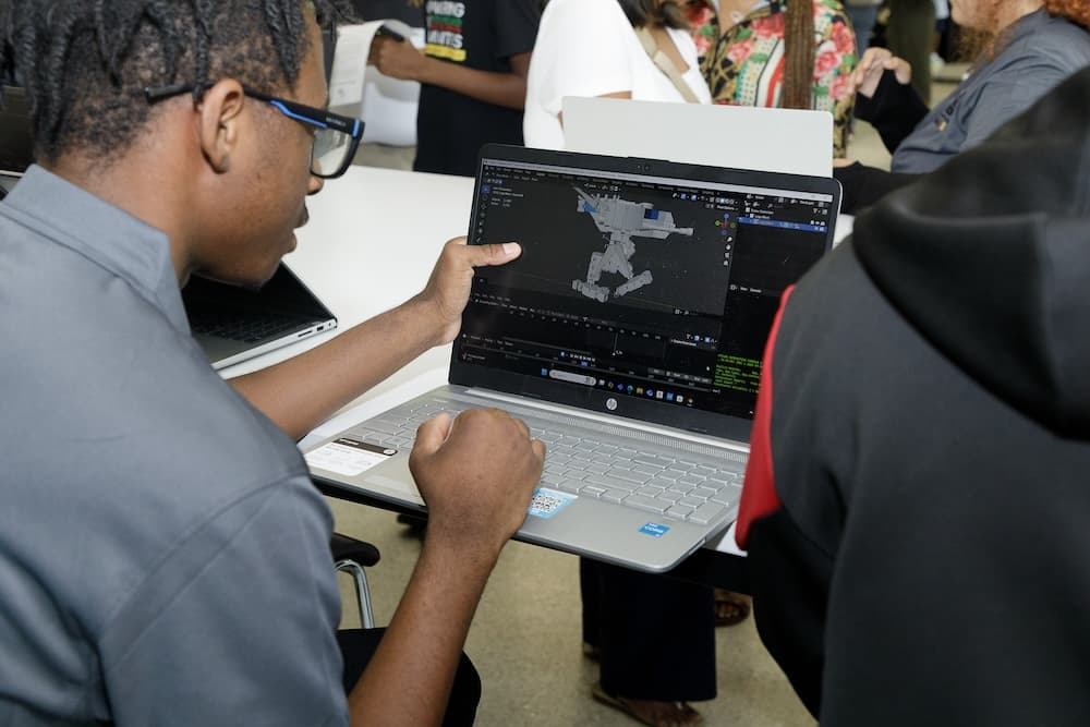 Student working on 3D modeling project