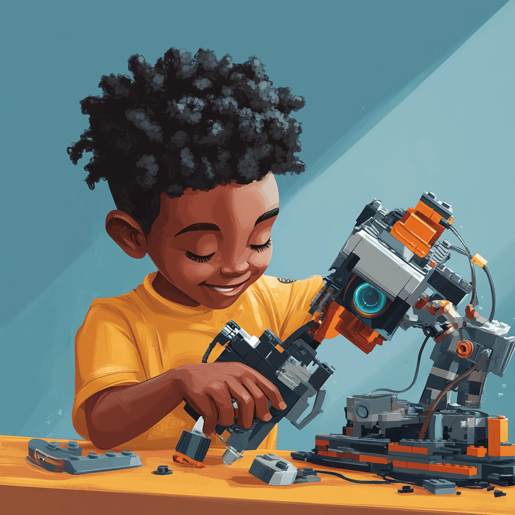 Student working on a robotics project